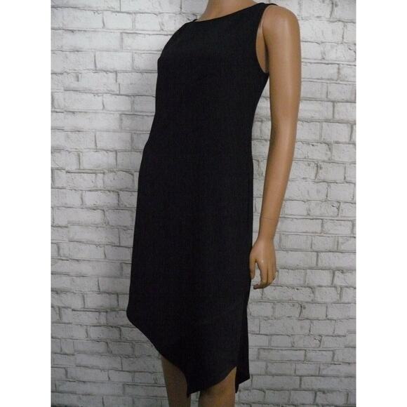 $268 Trina Turk Black Joyous Crepe Asymmetric Shift Dress Pockets Small NEW - Picture 8 of 12